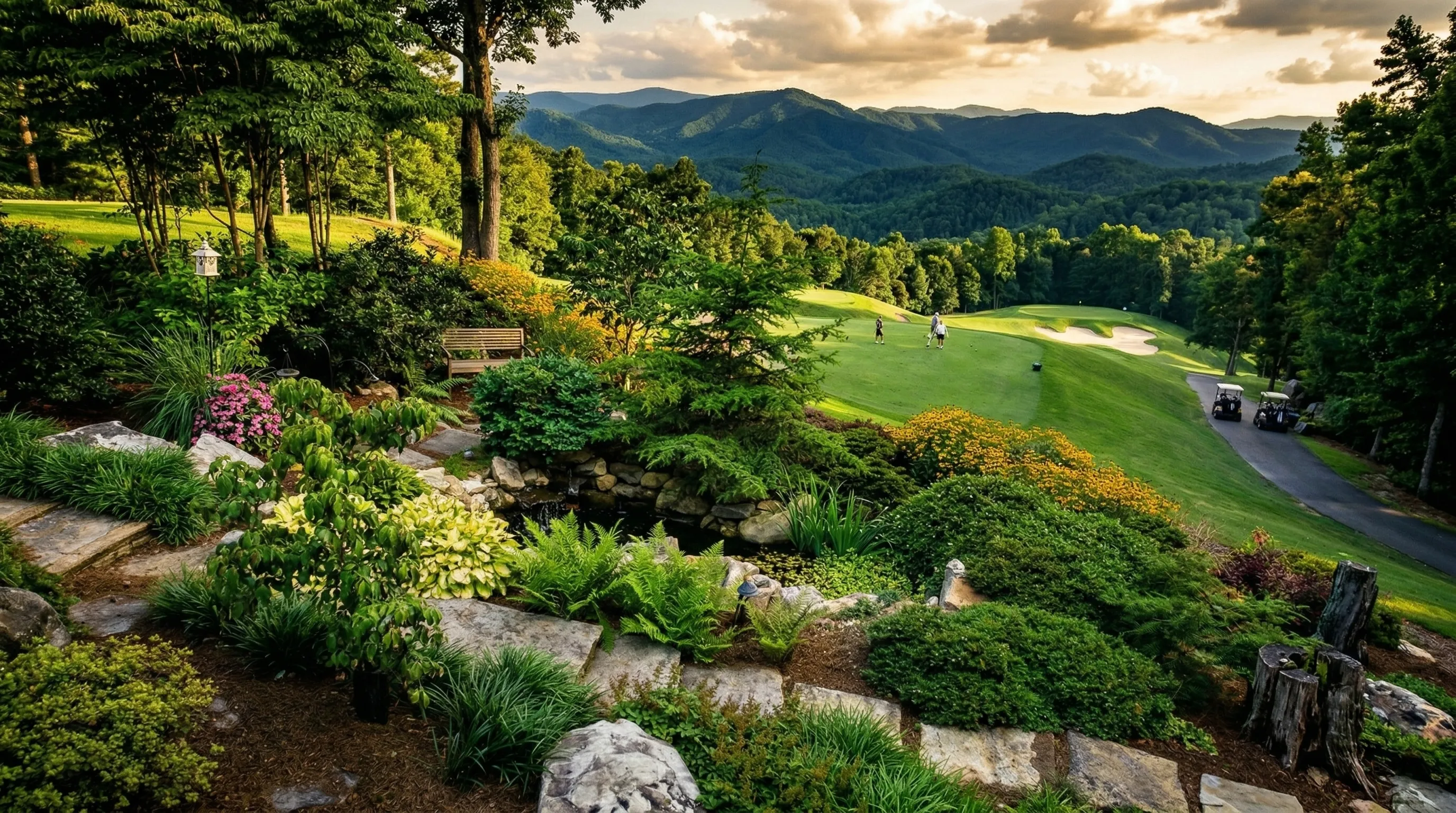 Hillside garden with mountain views